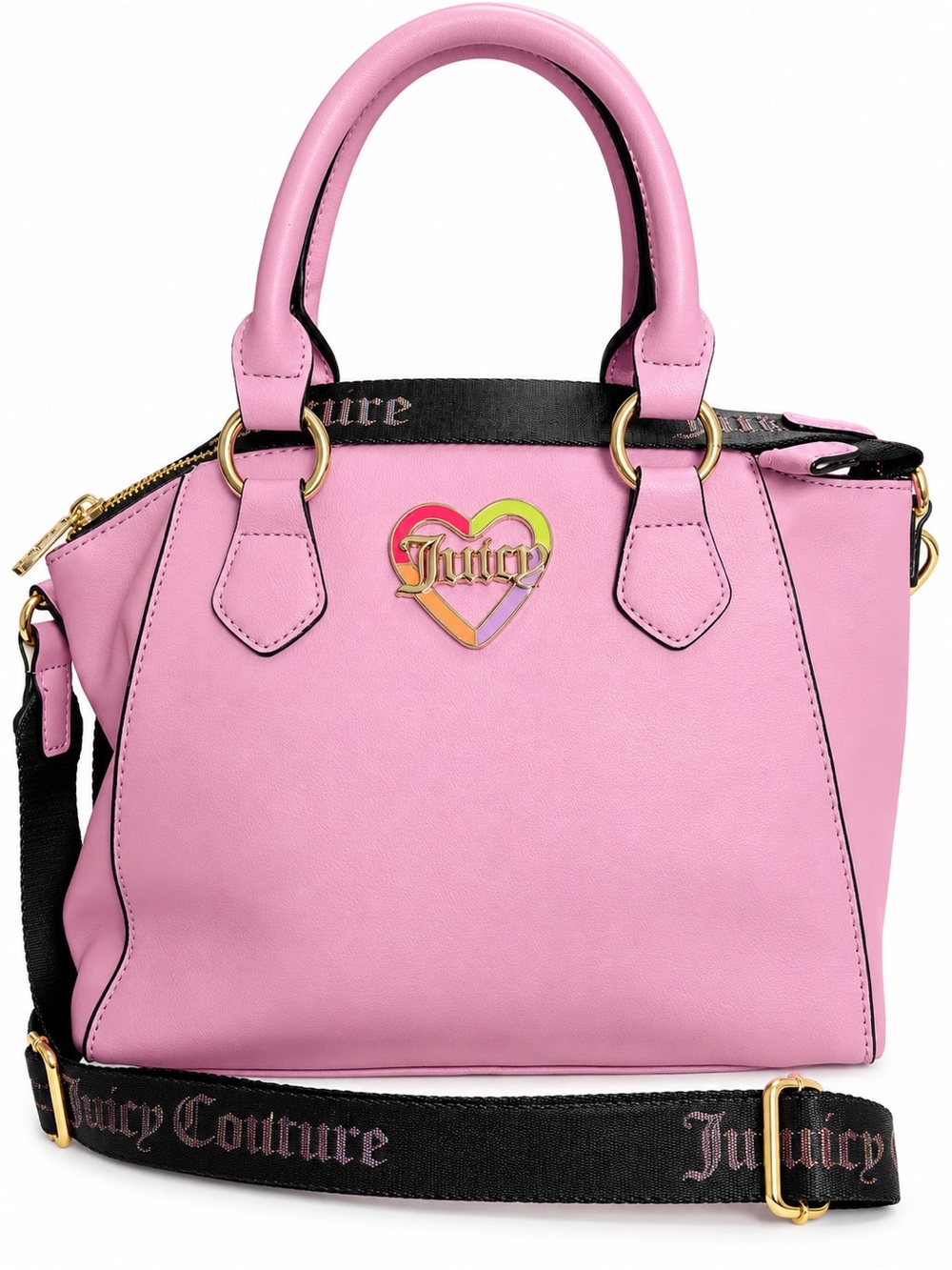 Juicy Couture Pink Satchel with Heart Logo and Branded Strap
